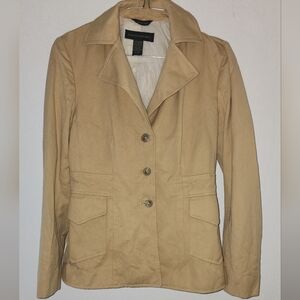 Banana Republic Women's Cotton Yellow Mustard Fitted Buttoned Blazer Jacket Sz 4